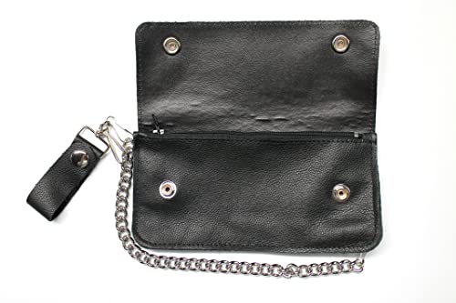 Men's 8 inch Soft Glove Leather Trucker Biker Chain Wallet2