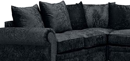 Huge Sale | Luxurious Black Crushed Velvet Corner Sofas & couches -Cheap sofa settee For living room - Delivery All Over UK