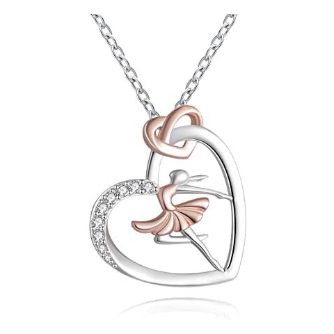 925 Sterling Silver Heart Ballet Dance Lovers Dancer Necklace Ballerina Silhouette Jewelry Gift for Women Cover