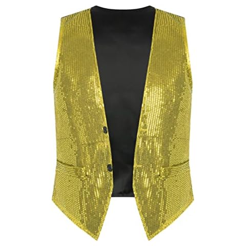 TiaoBug Chaleco de Cuello V con Lentejuelas Brillos Hombres Cover