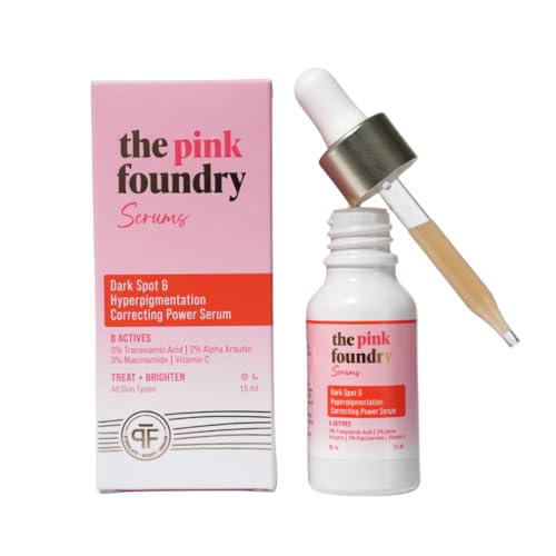 Image of The Pink Foundry Dark Spot & Hyperpigmentation Serum with 3% Tranexamic Acid 2% Alpha Arbutin 3% Niacinamide | Fades Appearance of Acne Marks | All Skin Types | For Men & Women | Lightweight & Fast Absorbing | 15 ml