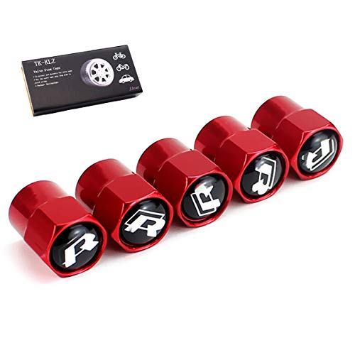 TK-KLZ 5Pcs Metal Car Wheel Tire Valve Stem Caps for All Model Volkswagen VW R Line CC Tiguan Jetta Golf MAGOTAN Polo Santana Beetle Phaeton Decorative Accessory