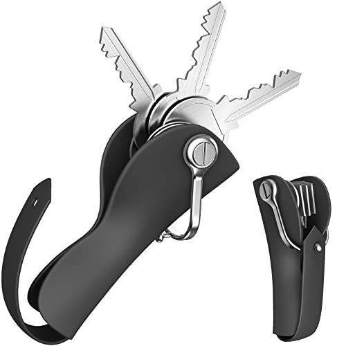 ELFRhino Silicone Key Organizer Keychain 1 Pack, Compact Key Holder for Keychain, Lightweight, Minimalist Design, Secure Locking Mechanism, Hold up to 5 Keys(Black)