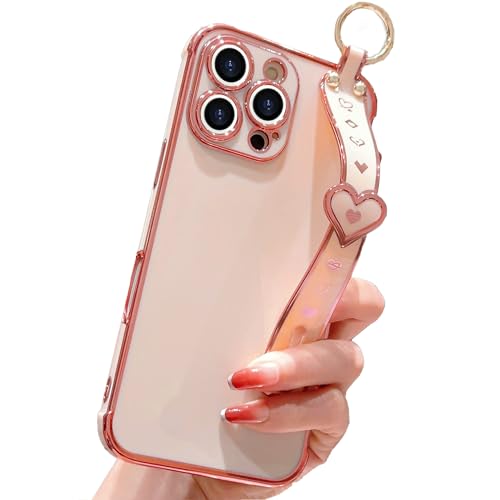 Coque iPhone 16 Pro Max ornée d'un placage de luxe en forme de cœur élégant et brillant