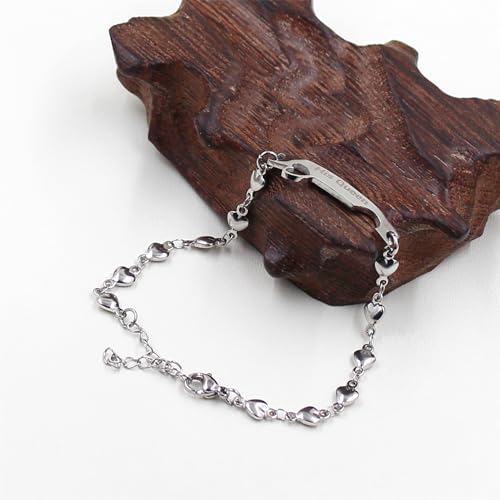 Image of 2 Couple Bracelets for men women, Love /Koi Fish /Gossip Jigsaw Puzzle Stainless Steel Heart-shaped Chain Adjustable Bracelet for Boyfriend Girlfriend Valentine's Day Gift Jewelry