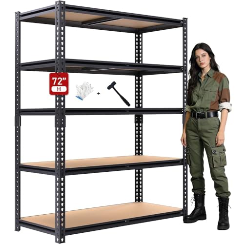 ZEUKMXOO 72' H Storage Shelves,Storage Shelves Heavy Duty,2400LBS Metal Shelving Units,Adjustable Garage Shelving Heavy Duty for Garage Storage,Warehouse,16'x35.5'x72'