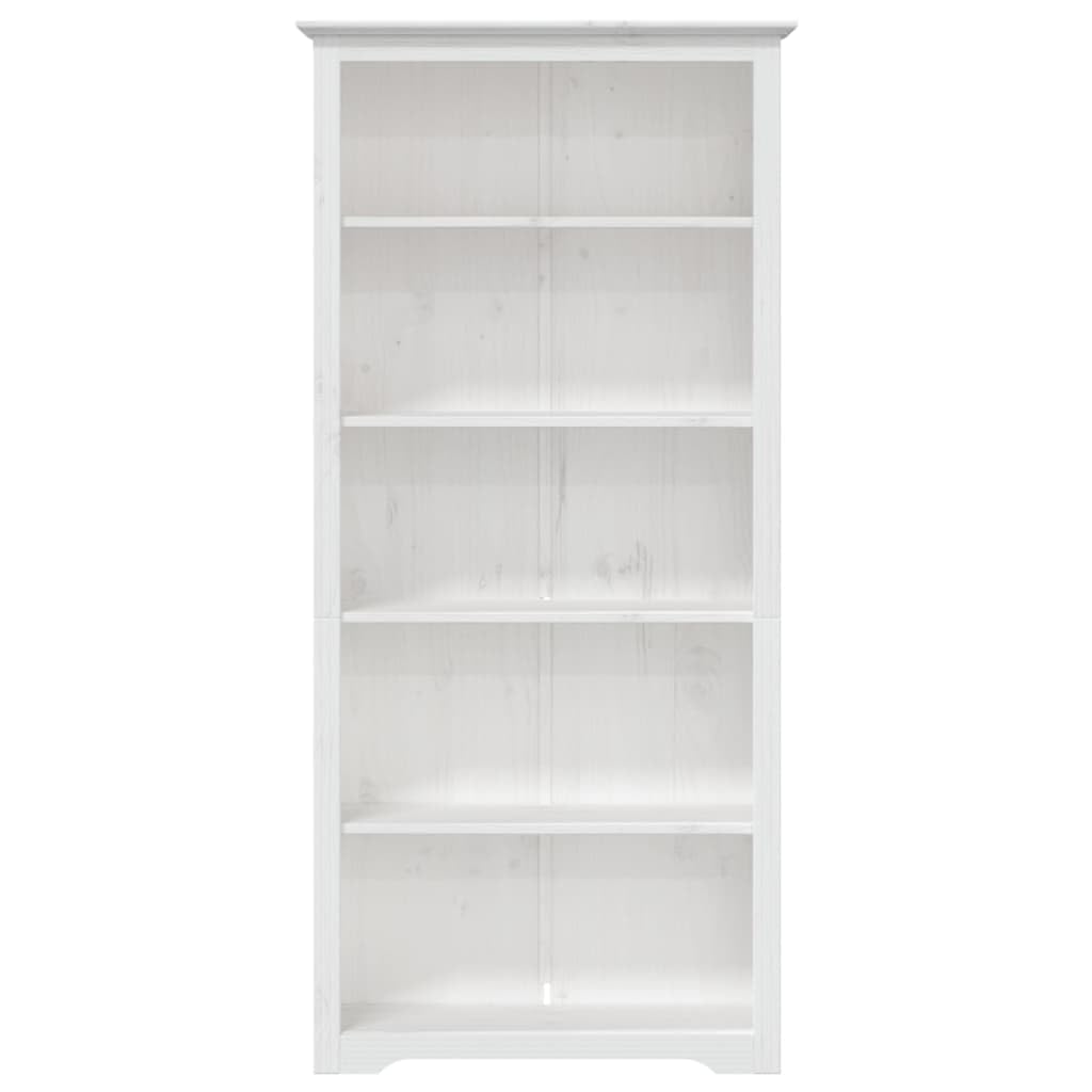 Générique Biblioteka drewna z litego drewna sosna 5 poziomów 82x40x173 cm biała | Francuska konstrukcja, kompaktowa półka, przechowywanie książek i czasopism, uchwyt ścienny w zestawie