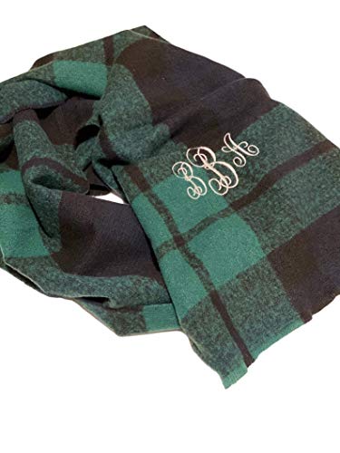 Personalized - Monogrammed - Embroidered - Oversized Flannel Plaid - Winter Scarf - Gift for Him Her