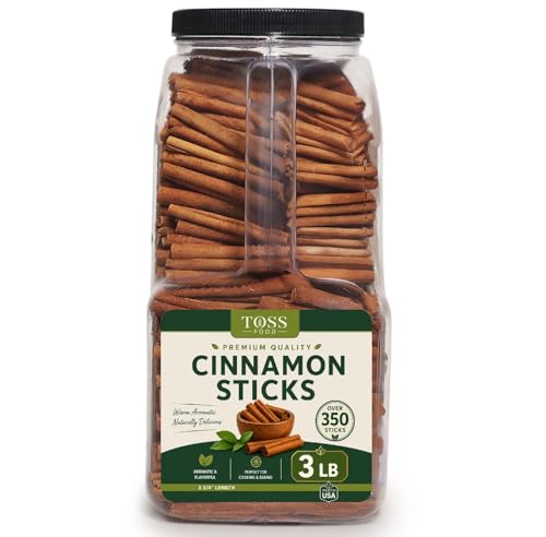 Cinnamon Sticks Whole Bulk 3 LB Jar - 2.75 Inch Cut With Strong Aroma, Perfect for Crafts,Baking, Cooking & Tea- 350+ Cassia Cinammon Stick