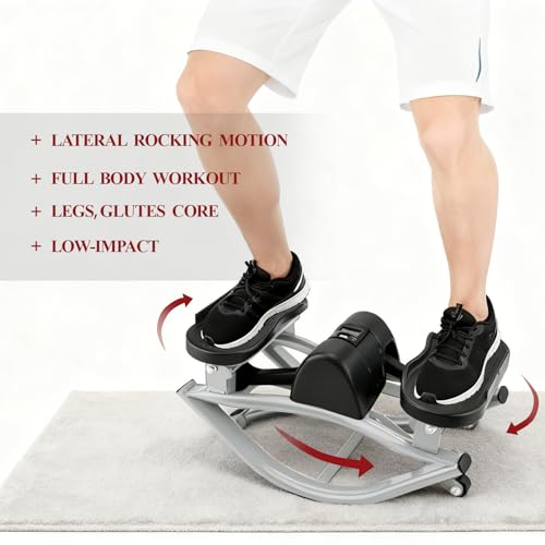 Image of Rock Stepper for Home Workout, Side-to-Side Stepper Machine with Resistance Bands & Digital Display, Low-Impact Lateral Stepper for Full Body Exercise, Compact Quiet Cardio Equipment for Apartment /Gym