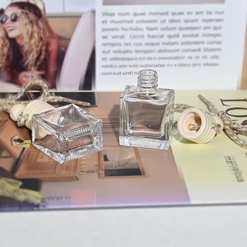 Image of 10PCS Flat Square Car 10ML Perfume Empty Bottles with Gold Wire Rope Flat Square Empty Bottles-Car Diffusers for Essential Oils-Essential Oil Car Freshener-Hanging Car Air Freshener