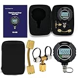 2026 Upgrade Digital Vacuum Gauge, HVAC Micron Gauge Tester, HVAC Vacuum Pressure Gauge, 0-75,000 Microns, 7/16-20 UNF, User-Set Audible Alarm Value, 1/4" SAE Extension Connector and T-Type Connector