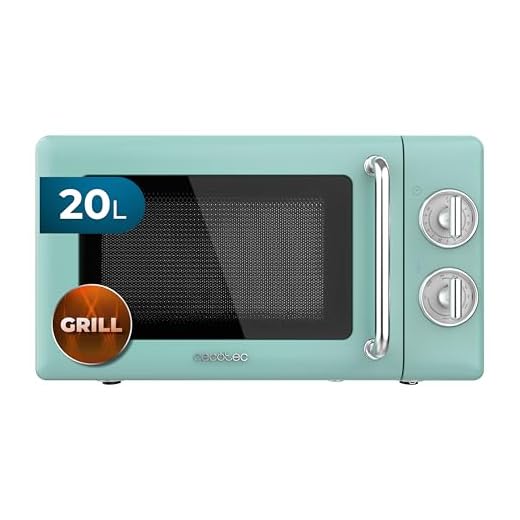Cecotec Microondas Mecánico con Grill de 20 L Proclean 3110 Retro Green. 700 W en 6 Niveles, Temporizador hasta 30 Minutos, Modo Descongelación, Diseño Vintage en Verde, Acabados en Acero