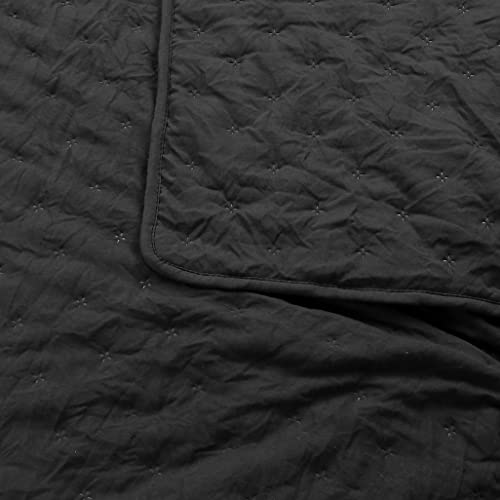 ROARINGWILD Black Queen Size Quilt Bedding Sets with Pillow Shams, Lightweight Soft Bedspread Coverlet, Quilted Blanket Thin Comforter Bed Cover, All Season, 3 Pieces, 90x90 inches