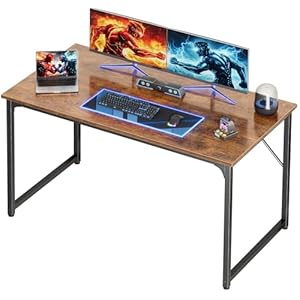 PRAISUN 47 X 24 Inch Computer Desk with Deeper Desktop, Gaming Office Writing Work Desk for Home Office, Study, Bedroom, Work from Home, Metal Frame, Rustic Brown