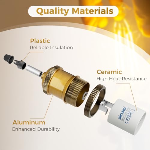 Image of DiCUNO Vintage E26 Lamp Socket, Edison Retro Pendant Lamp Holder, Industrial and Decorative for DIY Lighting, 600℃ Heat Resistant Vintage Brass Color 4 Packages