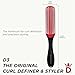 Denman Curly Hair Brush D3 (Black & Red) 7 Row Styling Brush for Detangling, Separating, Shaping and Defining Curls - For Women and Men