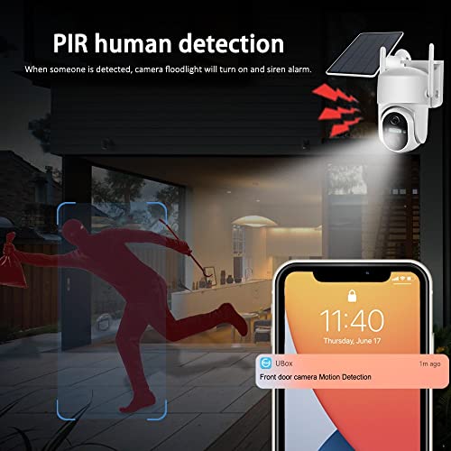caméra de surveillance sans fil extérieur sur batterie, camera surveillance wifi exterieure sans fil solaire, audio 2 voies, alarme de détection de mouvement, vision nocturne en couleur, étanche