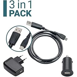 Cargador Celular Lg K9 Slabo 3 en 1 Set Cargador para LG G4 | K3 | K4 | K7 | K8 | K9 | K10 | K11 con Cable de Datos Micro USB | Cargador Coche Mini | Cargador Slim - Negro