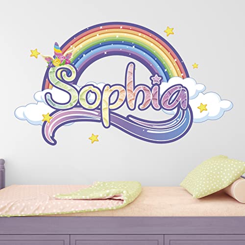 Kyle Cornhole Rainbow Wall Decals - Personalized Unicorn For Girls Bedroom Name Decal Room Decor Sticker Nursery Art, Green,Rainbow #TOP4