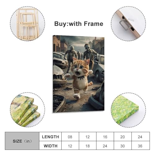 Deco murale chat et zombies WIZIGM poster salon style cadre 20x30