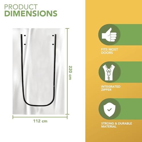 BLOSTM Staubtür Mit Reißverschluss Folientür Mit Reißverschluss U-Form Reißverschluss Einfache Installation - 112cm x 220cm