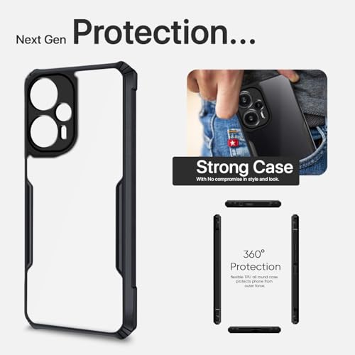 Image of Pikkme Back Cover for Mi Poco F5 5G | Ultra Hybrid Shockproof Case | Full Camera Protection | Raised Edges | Clear Transparent Bumper Case (Black)