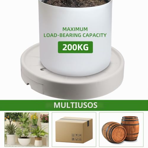 Miniatura 5 de Moyouno Paquete De 2 Organizadores Redondos Para Plantas De 28 Cm, Con Ruedas Invisibles Móviles, Carrito Con Contenedor De Agua, Para El Hogar, Jardín, Oficina, Soporte Para Macetas Griege, 28