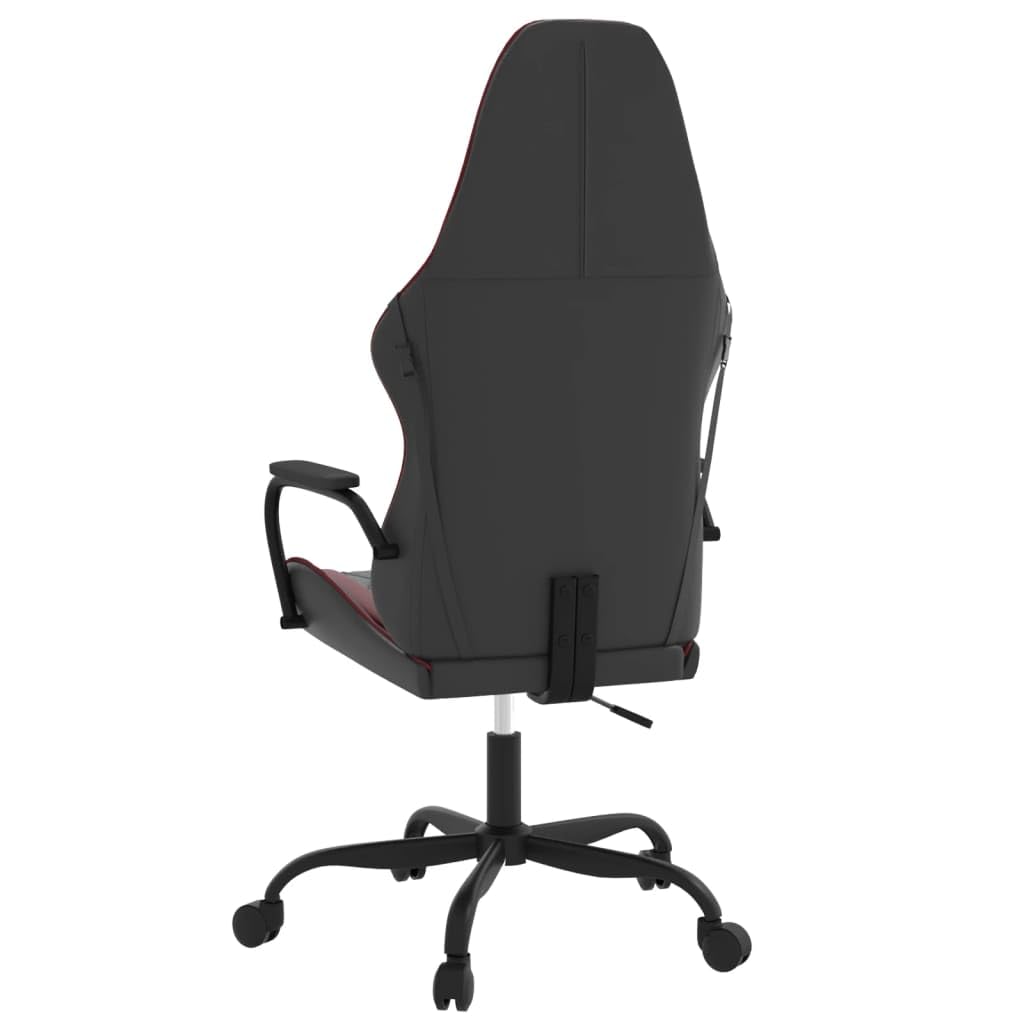 Fotel gamingowy z funkcją masażu, sztuczna skóra, kolor czarny, czerwone wino, ergonomiczne krzesło obrotowe z siedziskiem o regulowanej wysokości i podłokietnikami, podparcie lędźwiowe