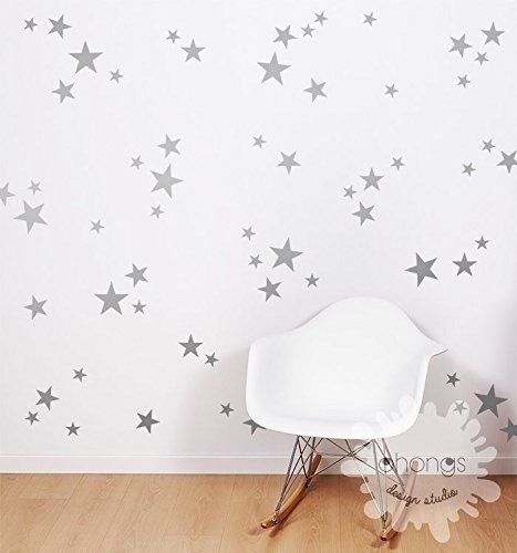 Up to 161 Mixed size Stars Wall Stickers Kid Decal Art Nursery Bedroom Vinyl Decoration (161 Mixed Size Star, Silver)
