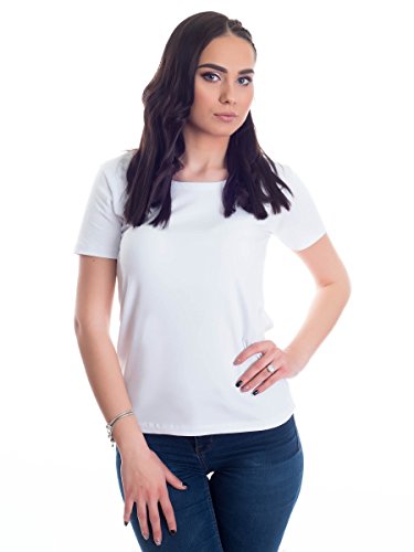 Evoni Women's cotton short-sleeved T-shirt. - White - 12