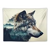 ANMOGID Animal Tapestry Wolf Mountains Wall Hanging Aesthetic Decoration For Bedroom Living Room Wall Art Tapestries 40'x60'