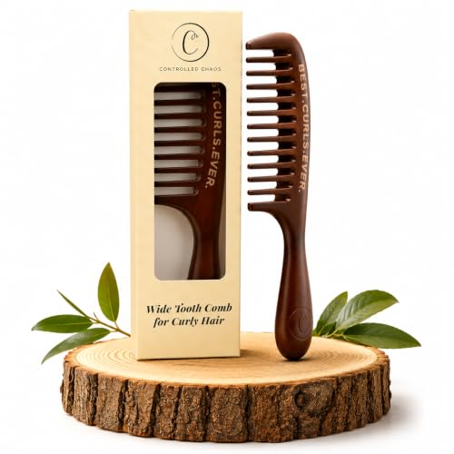 Peine para cabello rizado Controlled Chaos de madera durazno miniatura 1