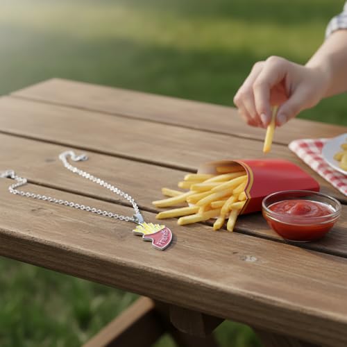 Hopzab 2PCS BFF Friendship Necklace, Cute Burger & Fries Pendant Jewelry for Best Friends, Ideal Birthday Gift for Girls & Women, Matching Necklaces for Bestie (Red Yellow) - Image 3