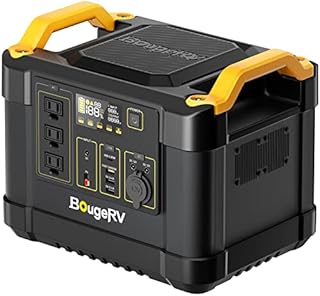 BougeRV Portable Power Station 1200W, 1100Wh Solar Generator, Lithium Battery Backup Power Supply 1500 Cycles, 3x110V/1200W Pure Sine Wave AC Outlet for Outdoor, Camping, Emergency