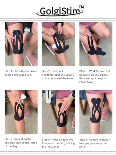 Image of 20 Pack Precut Kinesiology Tape - Black Athletic Tape, Waterproof Elastic Sports Tape, Latex Free Breathable Muscle & Joint Support for Running, Sports & Recovery by GolgiStim