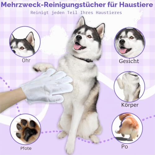 PIWOSGOL 18 Stück Verdickung Hypoallergene Handschuhtücher für Hunde & Katzen,Reinigungshandschuhe für Haustiere- Sanfte Reinigung & Geruchsentfernung für Haustiere | Antiallergisch & Hautfreundlich
