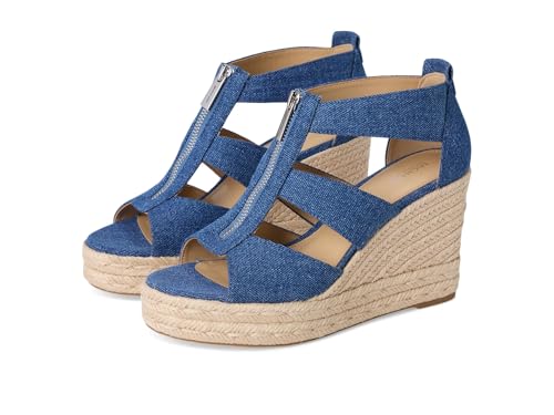 MICHAEL Michael Kors Womens Etta Wedge Denim 8.5 M