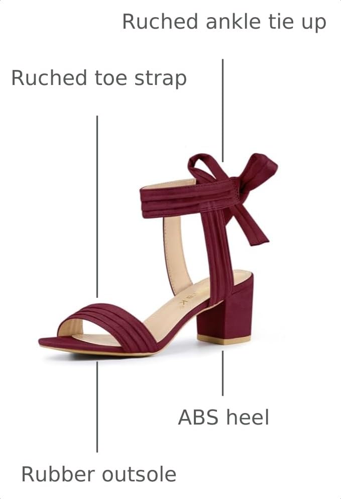 Image of Allegra K Women's Open Toe Ankle Tie Back Block Heels Sandals