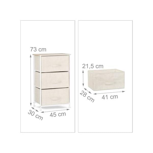 Relaxdays Shelving System, Chest of Drawers, Standing Shelf with Boxes, Various Versions, Metal and Wood, Beige - Image 5