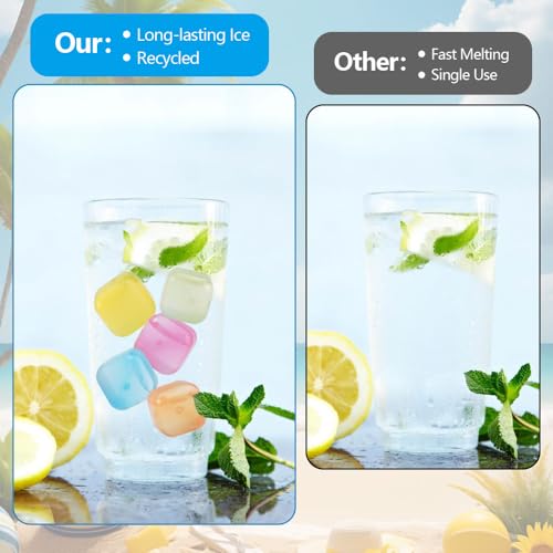 24 Stück Plastik Eiswürfel, 2.5x2.5cm Wiederverwendbar Eiswürfel, Dauereiswürfel Kunststoff, Bunt Party-Eiswürfel, Dauereiswürfel Kunststoff, Eiswürfel zum Kühlen Getränken, Party Whisky Trinken