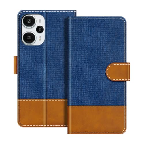 UOGNADGD ���U�[�t���b�v�E�H���b�g�P�[�X Xiaomi Redmi Note 12 Turbo 5G �Ƃ̌݊������� �J�[�h�z���_�[�t�� �d�b�J�o�[ RFID�u���b�N �}�O�l�b�g�N���[�W���[���L�b�N�X�^���h (�u���[)