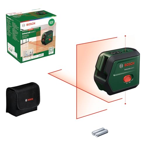 Bosch Laser lignes UniversalLevel 2 (croix laser avec point d'aplomb intégré pour un alignement précis et transfert d'application facile, dans boîte carton)