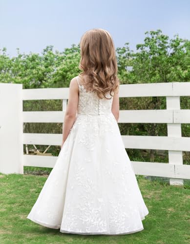 Full Lace First Communion Dress Elegant Flower Girls Dresses for Wedding O-Neck Formal Evening Princess Gown3