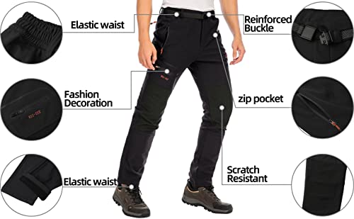 Benboy Men's Snow Ski Outdoor Waterproof Windproof Fleece Cargo Hiking Pants,An-Sf1602M-Black-L #TOP5