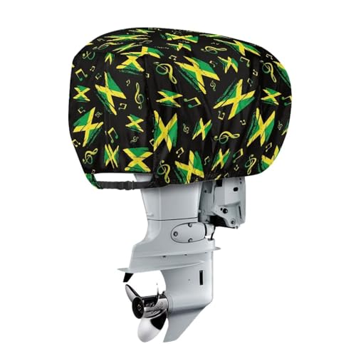 Semiouray Jamaican Flag Yacht Engine Hood Green Gradient Music Note Full Protection Outboard Boat Motor Cover Jamaican Flag Minimalism Dustproof Washable Marine Engine Protector