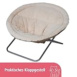 Kerbl Pet Liegemulde Alice, Katzenbett, beige, Ø 58 cm, Höhe 36 cm, weiche Softplüschauflage, Metallgestell, zusammenklappbar, waschbar