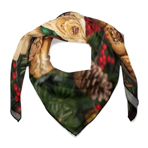 KTNML Les foulards carrés et les foulards imprimés biscuits tendance pour femme conviennent pour diverses occasions et différents âges, assiette de biscuits, 68,6 x 68,6 cm, Assiette de biscuit, 27*27