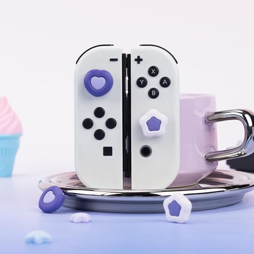 Image of GeekShare Cute Silicone Joycon Thumb Grip Caps Kawaii Thumbstick Caps Joystick Cover Compatible with Switch /OLED /Switch Lite,2Pairs /4PCS - Cream Heart Dark Version