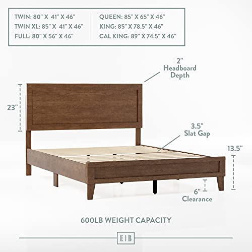 Edenbrook Delta King Bed Frame with Headboard Wood Platform Bed Frame